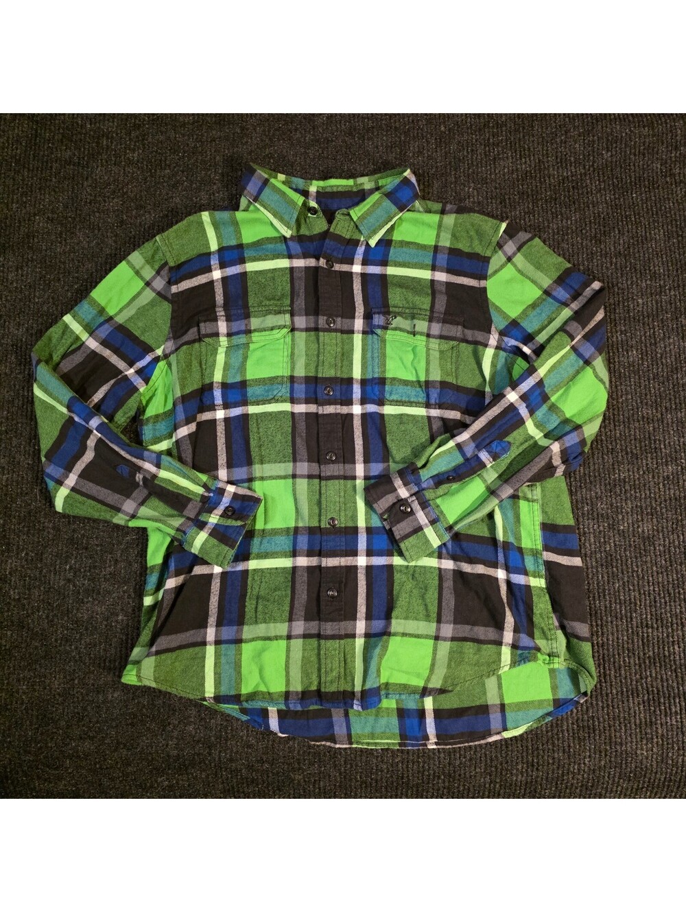 American Eagle Outfitters Men's XXL Athletic Fit Green and Blue Plaid Shirt